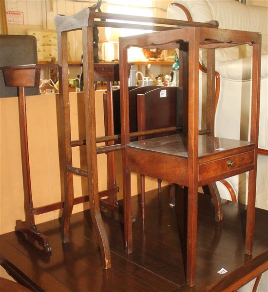 Mahogany washstand, table, towel rail & magazine rack